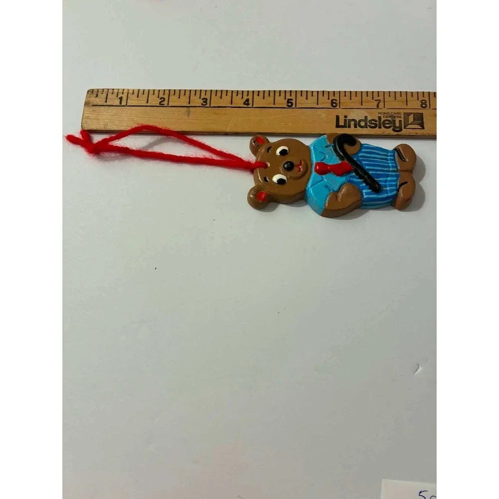 Vintage Handmade Christmas Ornament Lot of 5 Angel Reindeer Bear Child Fish 1974